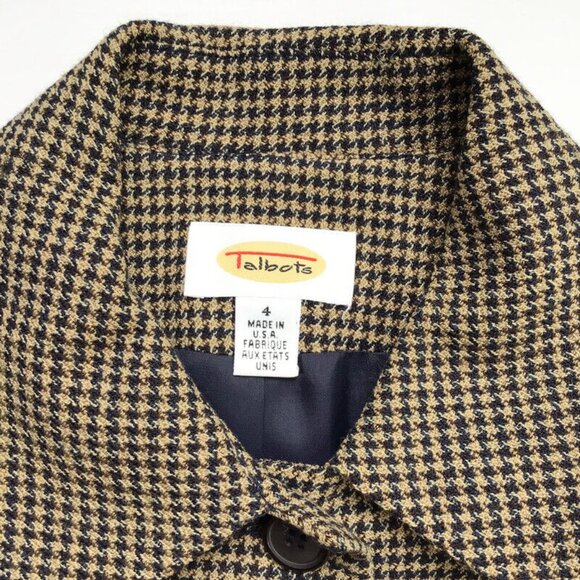 Talbots Vintage Houndstooth Blazer Jacket Womens Size 4 Brown Worsted Wool USA - Picture 4 of 11